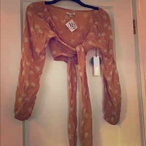 Amuse Society Lorena Rum Wrap Crop Top SMALL